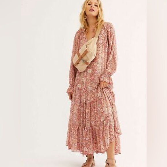 Free People Size M Flowy Floral Boho Maxi Dress - Picture 3 of 12